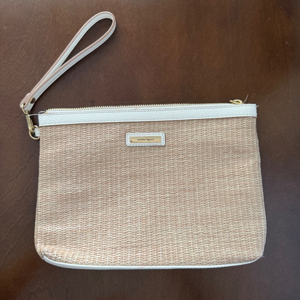 Nanette Lepore Woven Straw Wristlet Clutch Designer Straw Bag Wristlet Clutch